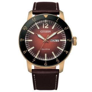 【CITIZEN 星辰】光動能型男潮流時尚男錶-酒紅/43.5mm 母親節限定(AW0079-13X)