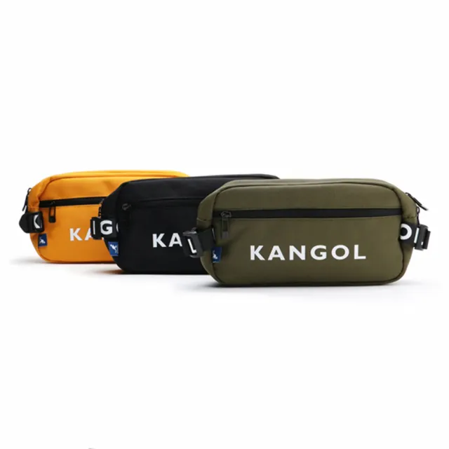 【KANGOL】腰包 斜背包 側背 黑 黃 綠 三色 可調式 多功能(60253012-)