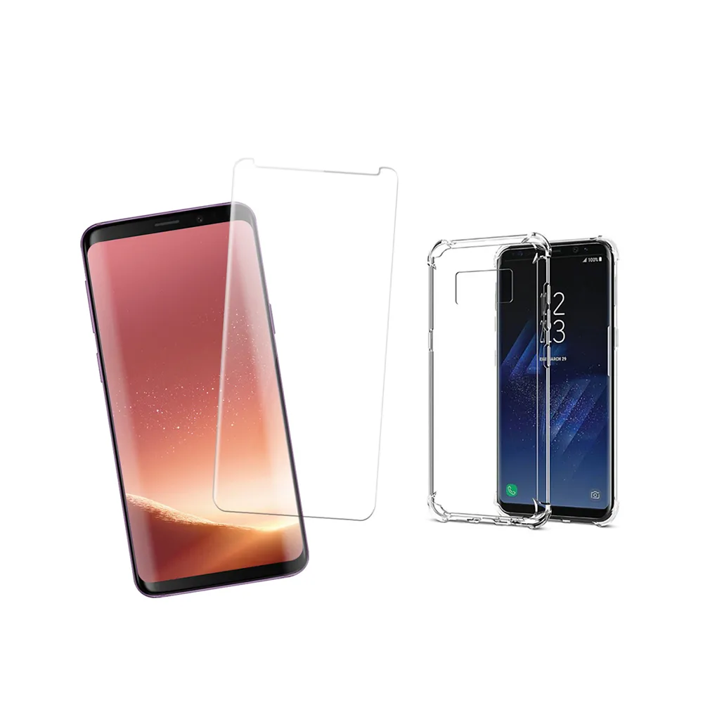 Samsung s8+ 曲面透明全膠鋼化膜9H手機保護貼(買 S8+保護貼 送 S8+手機殼)