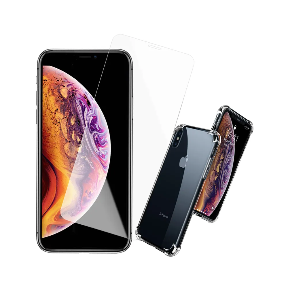 iPhoneXSMax 高清透明玻璃鋼化膜手機保護貼(XSMax保護貼 XSMax鋼化膜 買保護貼送保護殼)