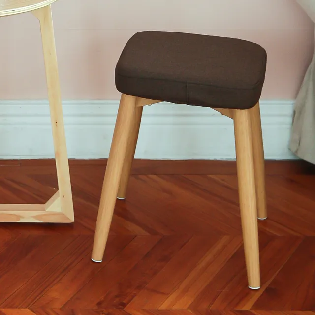 【MAMORU】復古風布藝方型木紋椅凳(化妝椅/餐椅/靠腳凳/換鞋椅/置腳凳)
