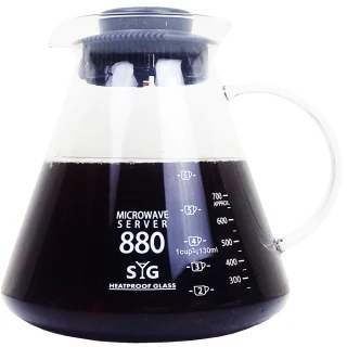 【SYG台玻】耐熱玻璃880ml玻璃把x1咖啡壺/花茶壺-隨機(隨機)