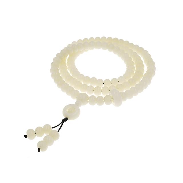【喜緣玉品】白玉菩提根 福在眼前 108顆念佛珠(8*11mm)