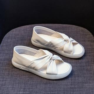 【Sp house】戀夏時光交纏真牛皮柔軟素面涼鞋(2色可選)