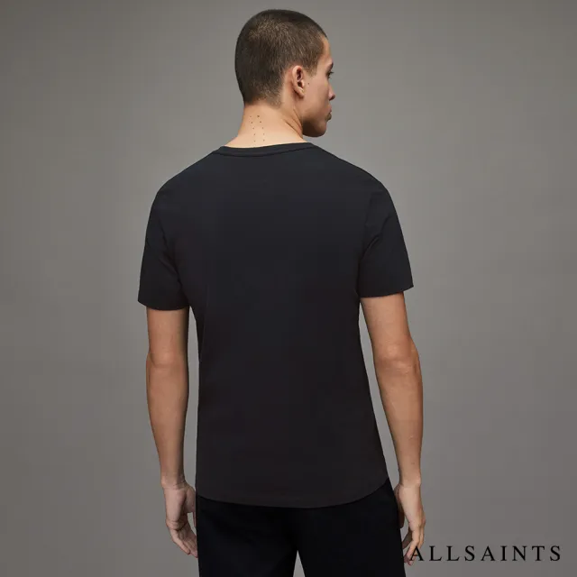 【ALLSAINTS】BRACE TONIC 公羊頭骨刺繡純棉修身短袖T恤-烏黑 MD131G(常規版型)