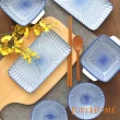 【Just Home】日式藍十草陶瓷碗盤餐具8件組(碗+湯盤+缽+長方盤)