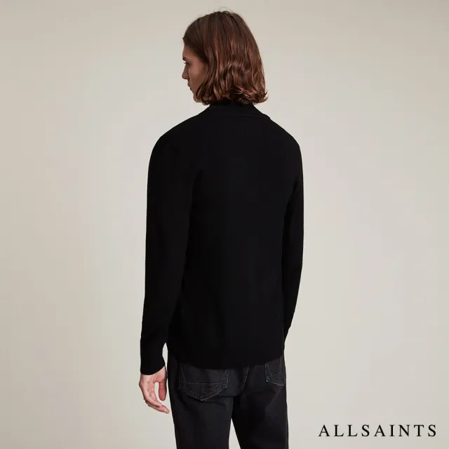 【ALLSAINTS】MODE MERINO 純羊毛公羊頭骨刺繡針織外套-黑 MK002D(舒適版型)