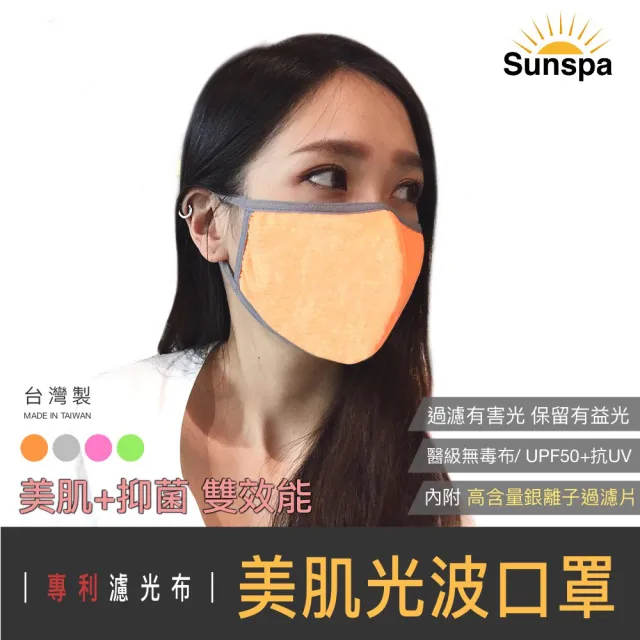 【SUN SPA】真 專利光能布  銀離子抑菌片+濾光口罩(UPF50+抗UV防紫外線 遮陽防曬頭套面罩 涼感輕薄透氣)