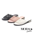 【MODA Luxury】簡約時尚清新編織低跟拖鞋(粉)