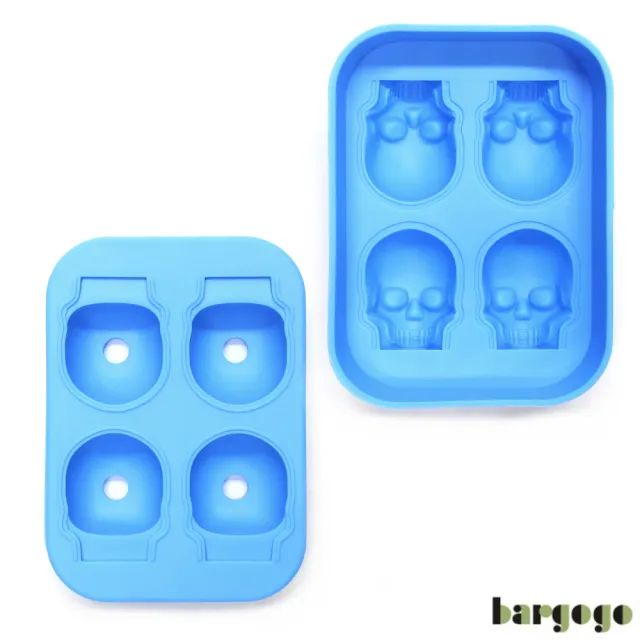 【bargogo】4格骷髏頭造型矽膠製冰盒(可當副食品分裝盒)