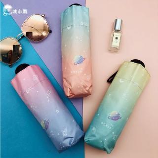 【pocket umbrella】口袋傘 五折抗uv 黑膠晴雨傘(漸層粉紫)