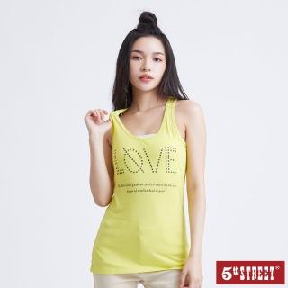 【5th STREET】女裝 背心 無袖背心 上衣 棉質 無袖 蕾絲 印花 綠色(570363)