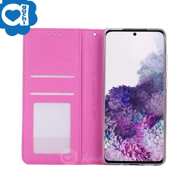 Samsung Galaxy S20 Ultra 6.9吋 星空粉彩系列皮套 隱形磁力支架式皮套 頂級奢華質感抗震耐摔-金粉桃