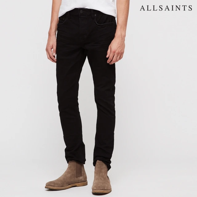 【ALLSAINTS】CIGARETTE 現代風剪裁素面棉質緊身牛仔褲-烏黑 ME019P