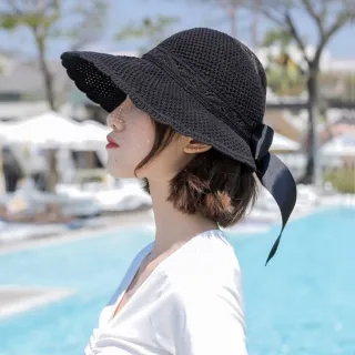 【Acorn 橡果】韓系編織防曬遮陽帽漁夫帽沙灘帽紳士帽1837(黑色)