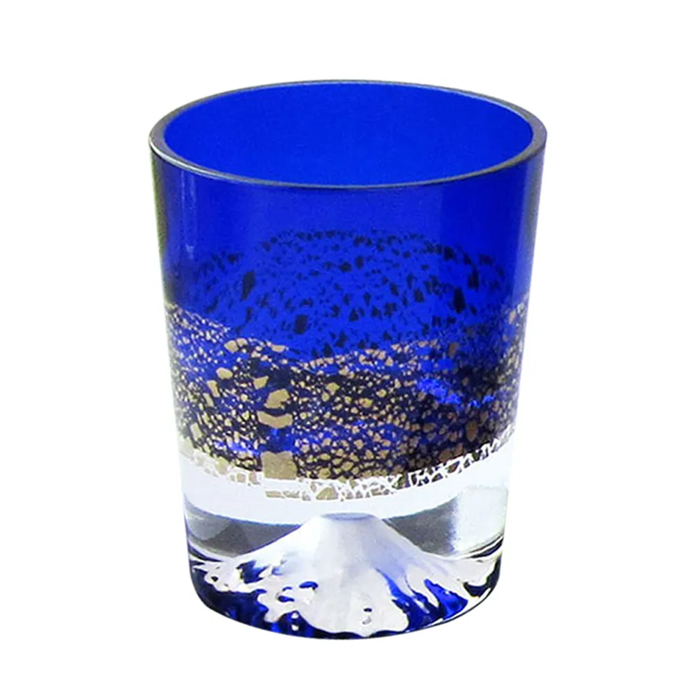 【田島硝子】日本製 職人手工製作 金箔冷酒杯 富士山杯 清酒杯 琉璃藍色(TG20-016-1GB)