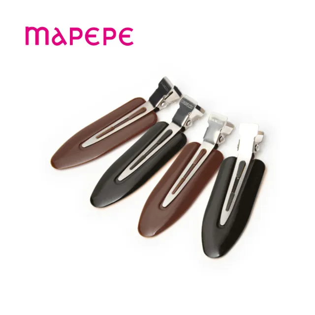 【Mapepe】無痕系前髮夾（橢白粉/橢黑咖）4入(日本製)