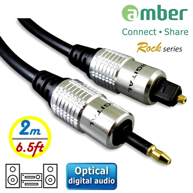 【AMBER】S/PDIF 光纖數位音訊傳輸線(mini Toslink 對 Toslink-2M Optical Digital Audio Cable＿非轉接線)