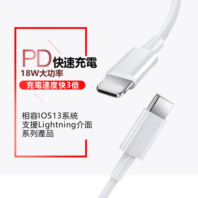 【LineQ】蘋果Apple Lightning 8pin to USB-C Type-C PD 18W快速充電數據傳輸線-1米