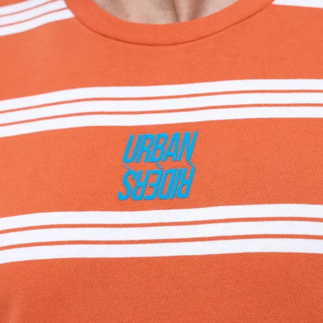 【Lee 官方旗艦】男裝 短袖T恤 / 撞色條紋 活力橘 標準版型 / Urban Riders 系列(LL20014366X)