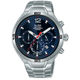 【ALBA】IG廣告款-型男三眼計時錶-藍x44mm(VD53-X353B AT3G37X1)