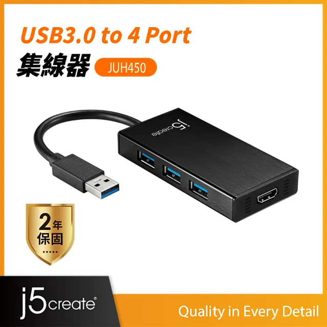 【j5create 凱捷】USB3.0轉HDMI多功能外接顯卡-JUH450