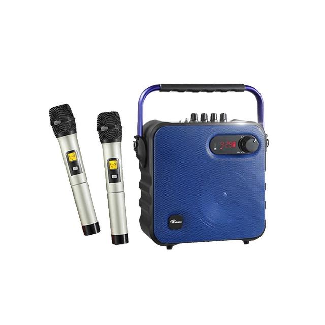 【EMMAS】無線雙麥克風藍芽行動K歌音響T-58