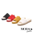 【MODA Luxury】簡約民俗風飛織草編厚底拖鞋(紅)