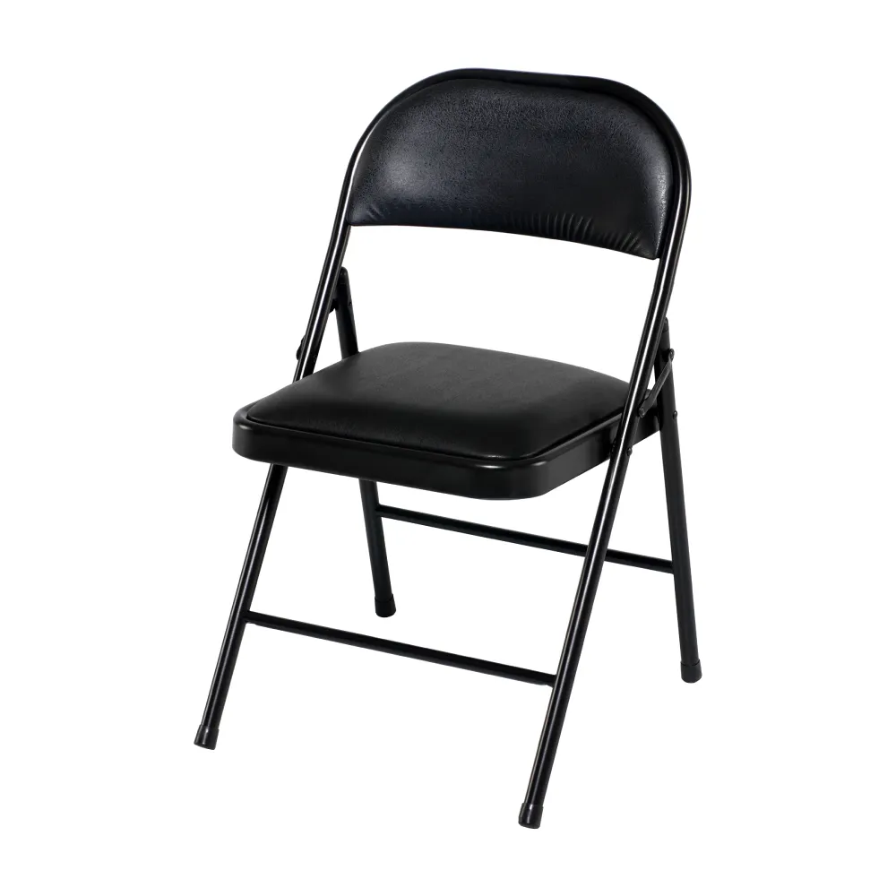 【G+ 居家】MIT 皮質鐵合椅-黑皮 5入組(折疊椅/餐椅/會議椅/外出露營)