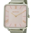 【MANGO】時尚方型超薄腕錶-MA6750L-10(粉紅色/32mm)