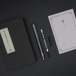 【ARTEX】心經鋼筆/鋼珠筆 雙用替換超值組-霧黑