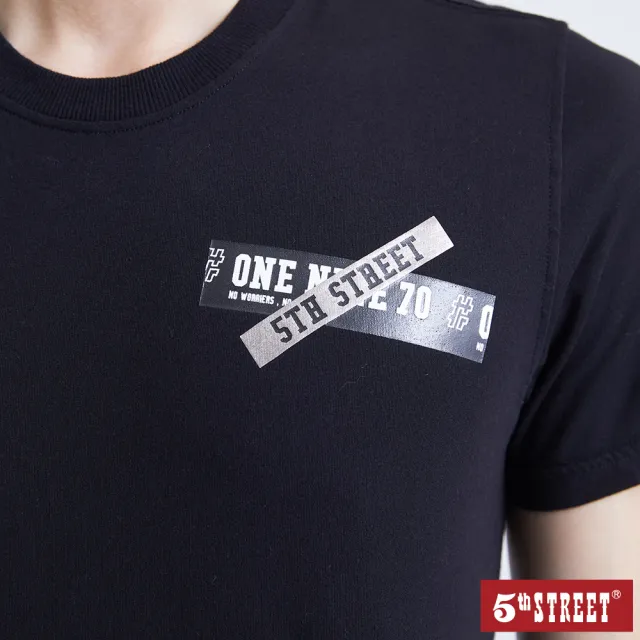 【5th STREET】男裝 短t 短袖 上衣 t恤 TEE logo 棉質 黑色(570846)