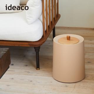 【日本ideaco】圓形家用垃圾桶-11.4L-附專用原木蓋(TUBELOR HOMME 天然木 kifuta 垃圾桶蓋)
