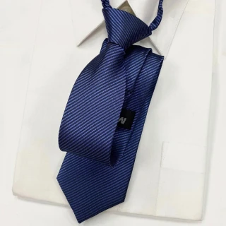 【vivi 領帶家族】拉鍊窄版7cm領帶(細斜藍)