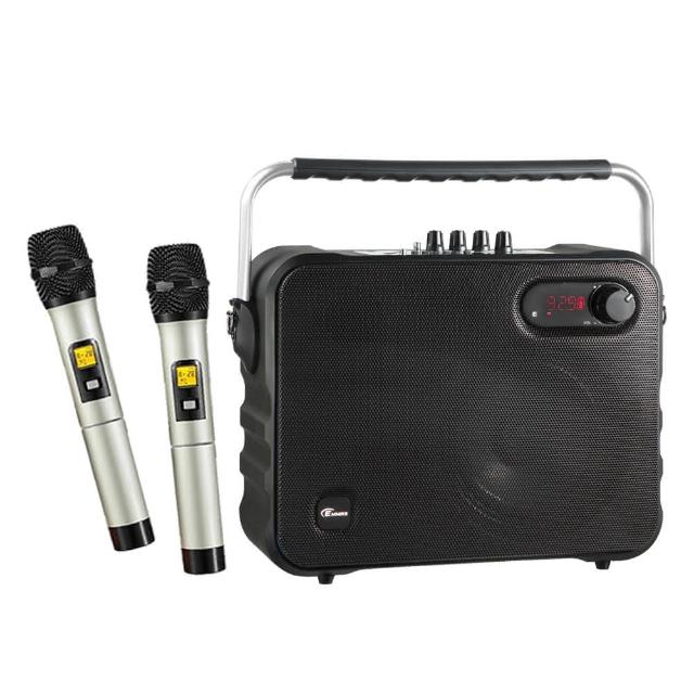 【EMMAS】無線雙麥克風藍芽行動K歌音響T-68