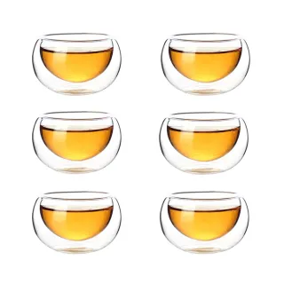 【CS22】耐熱雙層玻璃真空品茶杯-6入組(雙層玻璃杯)
