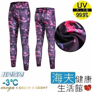 【海夫健康生活館】MEGA COOUV 防曬冰感 九分 滑褲 內搭褲 紫迷星河(UV-F832FL)