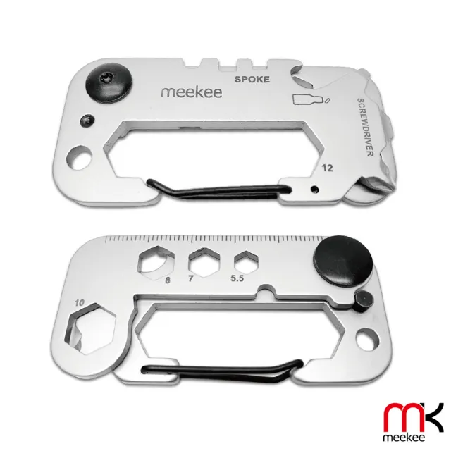 【meekee】不鏽鋼多功能工具卡(螺絲起子/開罐器/六角板手/自行車輻條板手)