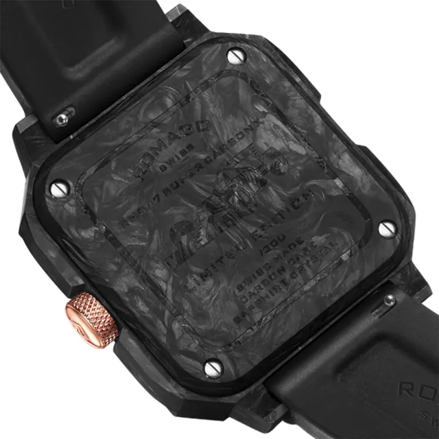 【ROMAGO】碳霸系列 超級碳纖自動機械錶 - 黑色/46.5mm(RM097-BKRG)