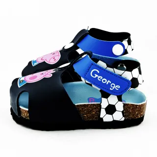 【童鞋城堡】喬治豬 足球造型軟木護趾涼鞋 粉紅豬小妹(PG4535-藍)
