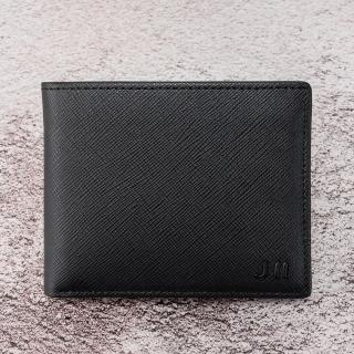 【J II】皮夾 十字紋牛皮短夾-左右翻抽取-20206(男夾)