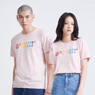 【5th STREET】中性平權漸層短袖T恤-淺粉紅