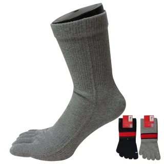 【ROBERTA 諾貝達】6雙組 天然棉無腳跟五趾襪(義大利設計師品牌 黑色、灰色)