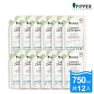 【PiPPER STANDARD】沛柏鳳梨酵素洗衣精補充包尤加利 750mlx12(天然配方/適合敏感肌嬰幼兒童/箱購)