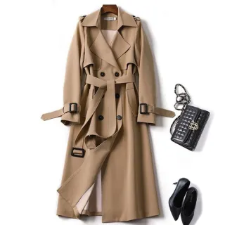【艾美時尚】現貨 中大尺碼女裝 外套 精品款 愛的迫降格紋內裡風衣外套。S-3XL(3色)