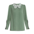 【ILEY 伊蕾】都會甜美蝴蝶翅膀蕾絲領片造型襯衫上衣(綠色；M-XL；1223021101)