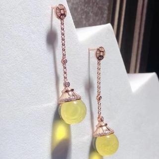 【勝弘珠寶】多明尼加藍珀優雅耳環-11mm