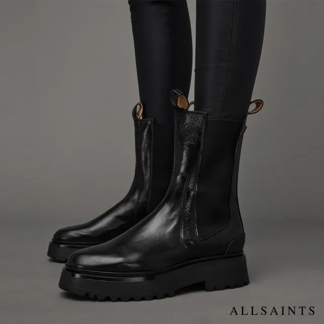 【ALLSAINTS】AMBER 切爾西牛皮短靴Black WF582X