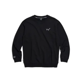 【EDWIN】男裝 經典小W繡厚長袖T恤(黑色)