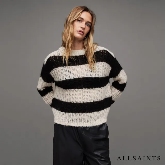 【ALLSAINTS】BRITT 羊毛針織上衣Black/Ecru WK025Z(舒適版型)